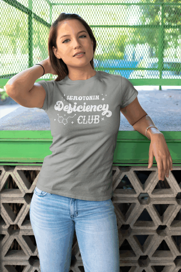 Serotonin Deficiency Club T-Shirt | Mental Health Awareness | Funny Depression Support Tee | Unisex Shirt | Uplifting Gift - Image 3